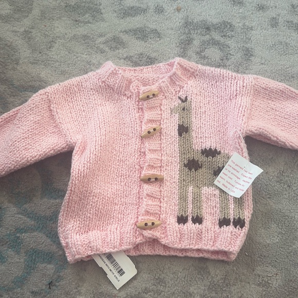 Hearth Side Other - Hearthside Handworks Giraffe Pink Sweater Size 12 Months